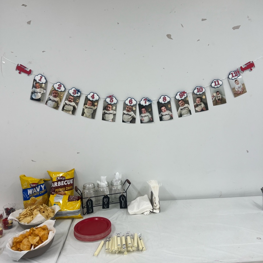 Red and White Party Decorations Set with Banner and Balloons